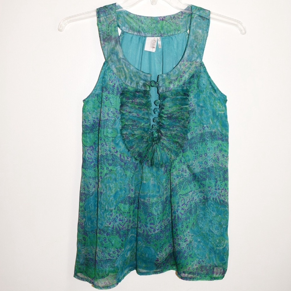 Anthropologie Bird Cage Blue Green Peacock Blouse